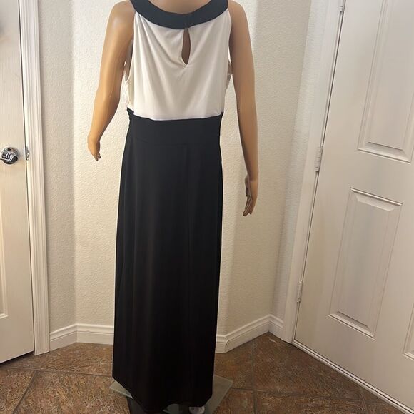 Enfocus Woman Dress Sz 14 Scoop Keyhole Neck Sleeveles Black White Sequin Floral - Picture 6 of 12